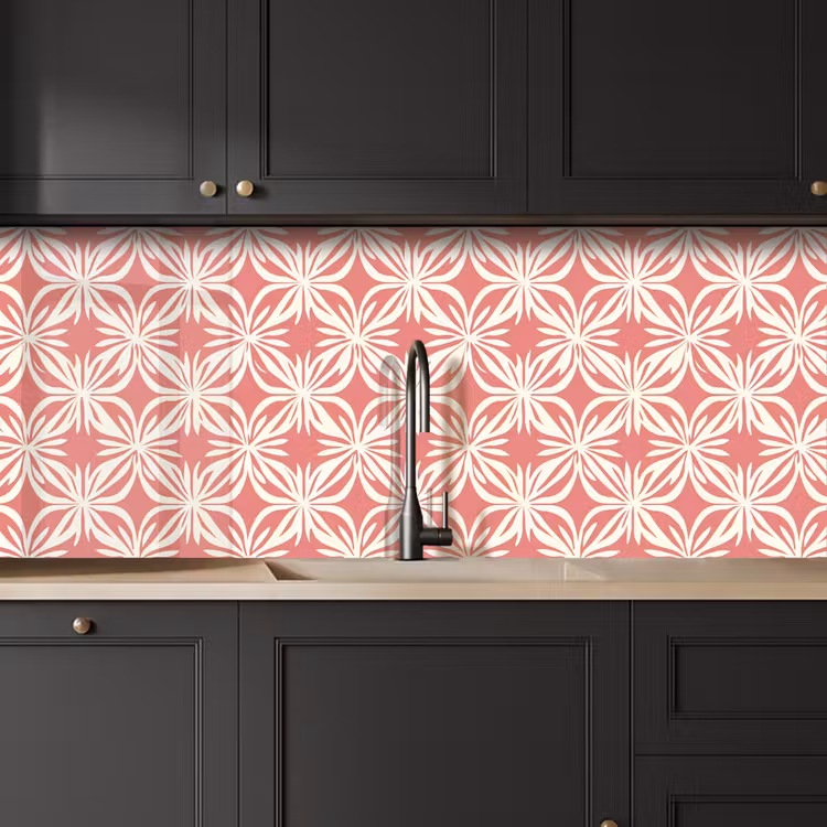 Kitchen splashback - Pink - Floral motif - White - Modern — 6