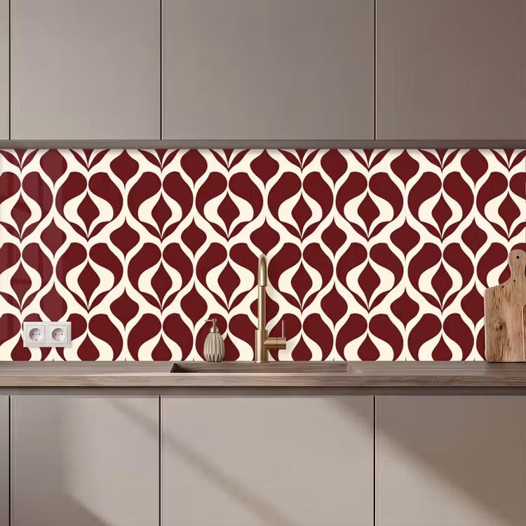 Kitchen splashback - Red - Drop pattern - Graphic — 1