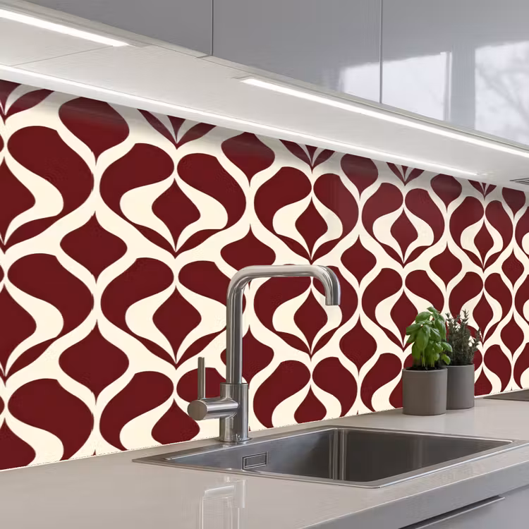 Kitchen splashback - Red - Drop pattern - Graphic — 2