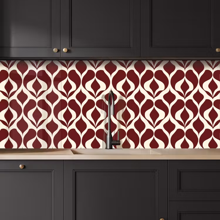 Kitchen splashback - Red - Drop pattern - Graphic — 6