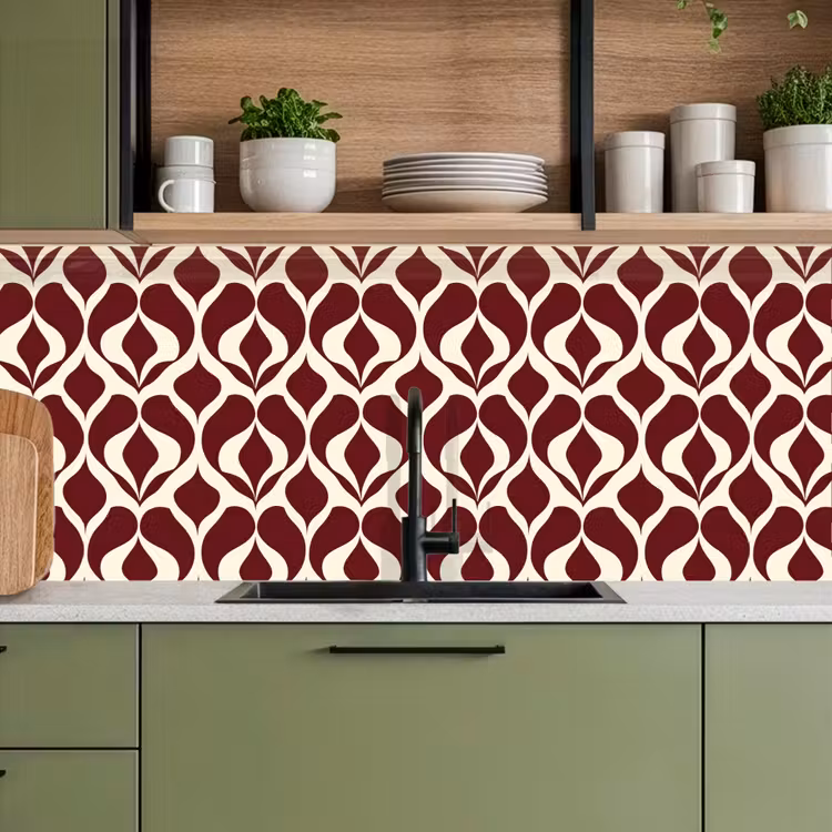 Kitchen splashback - Red - Drop pattern - Graphic — 8