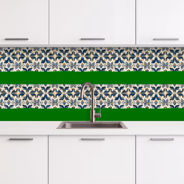 Kitchen splashback - Tile - Pattern - Blue - Beige — 4