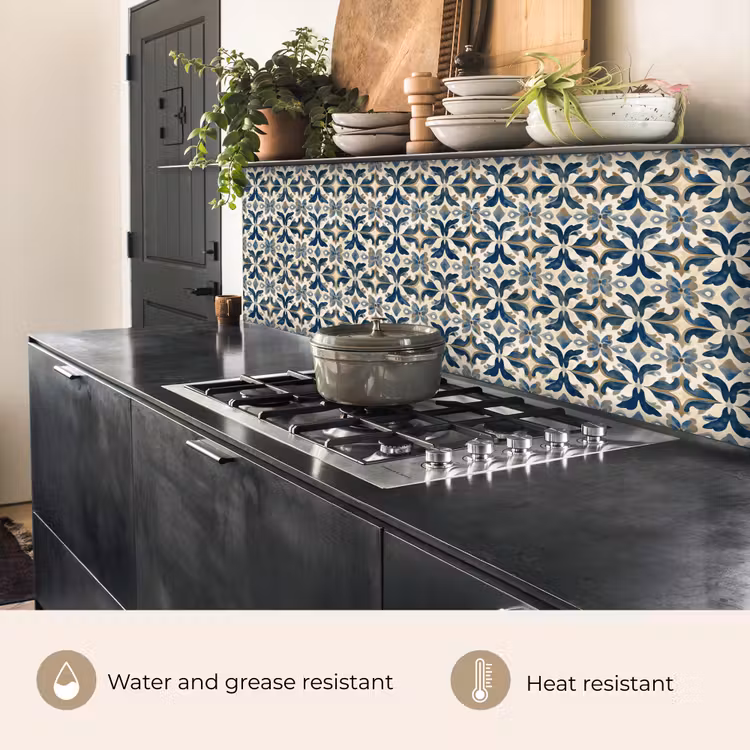 Kitchen splashback - Tile - Pattern - Blue - Beige — 5