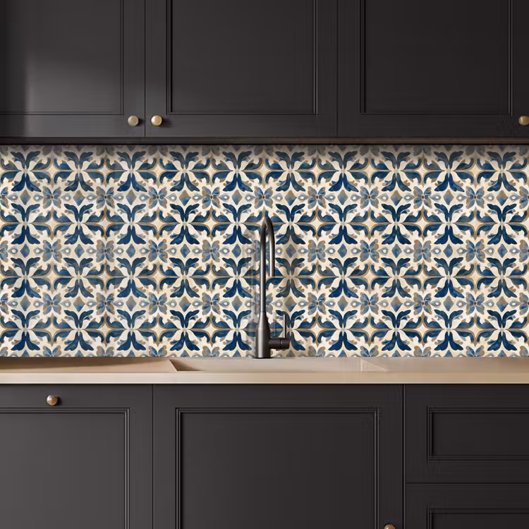 Kitchen splashback - Tile - Pattern - Blue - Beige — 6