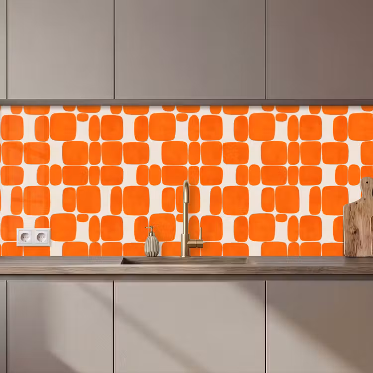 Kitchen splashback - Pattern - Retro - Orange — 1