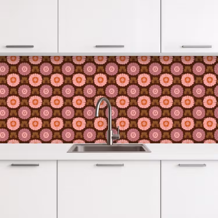 Kitchen splashback - Retro - Daisy - Pink — 4