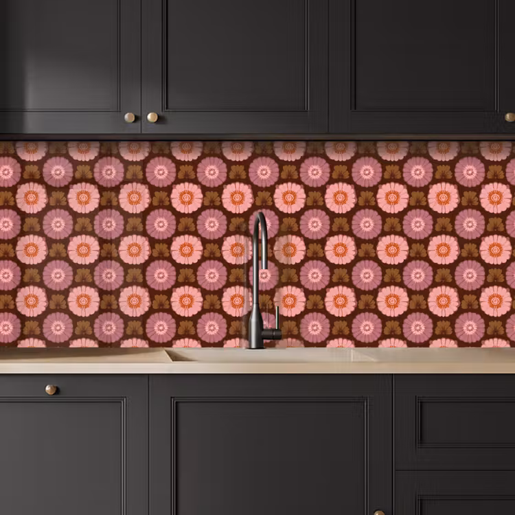 Kitchen splashback - Retro - Daisy - Pink — 6