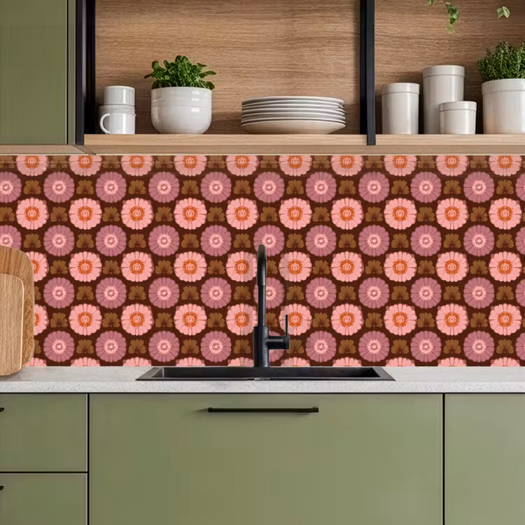 Kitchen splashback - Retro - Daisy - Pink — 8