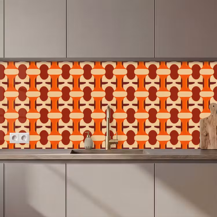 Kitchen splashback - Geometric - Retro - Orange — 1