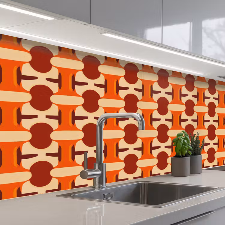 Kitchen splashback - Geometric - Retro - Orange — 2