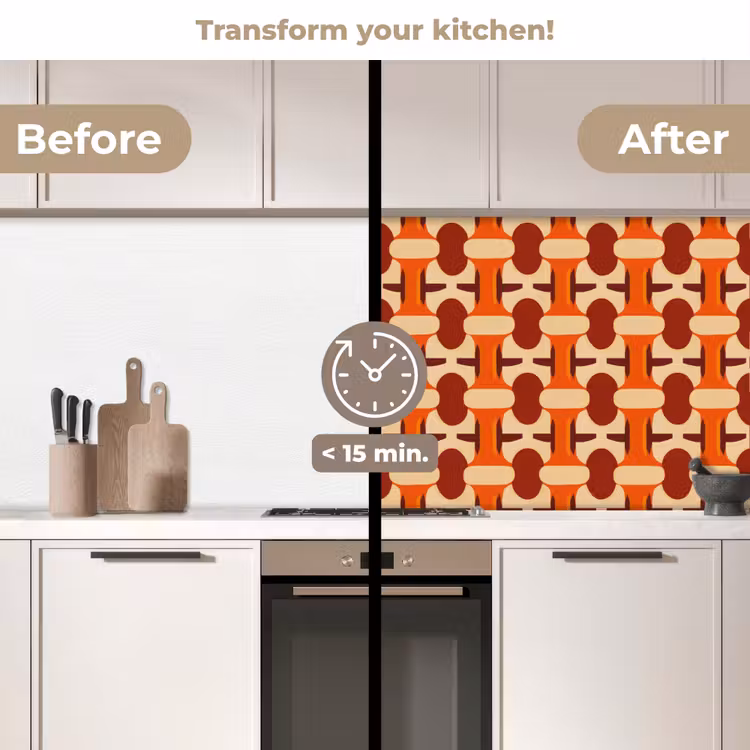 Kitchen splashback - Geometric - Retro - Orange — 3