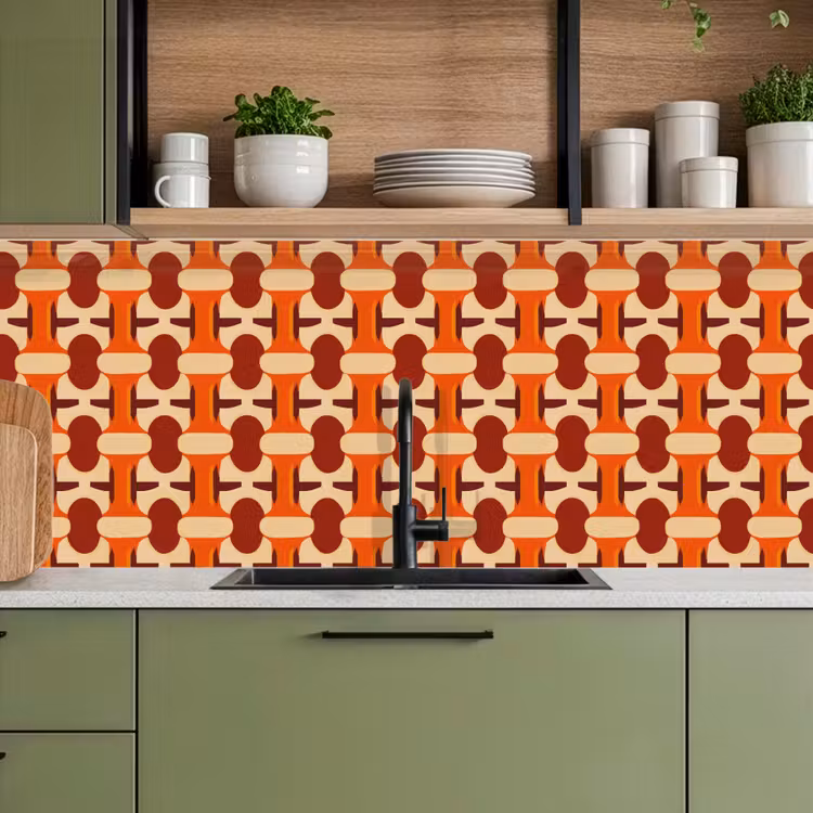 Kitchen splashback - Geometric - Retro - Orange — 8