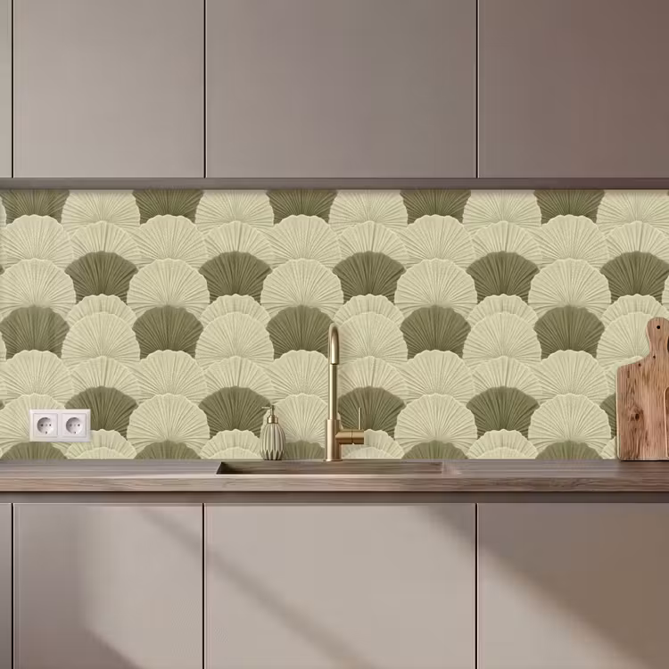Kitchen splashback - Leaves - Structure - Green — 1