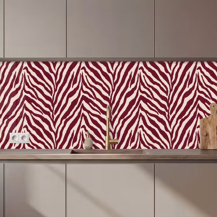 Kitchen splashback - Zebra - Motif - Bordeaux - Red — 1