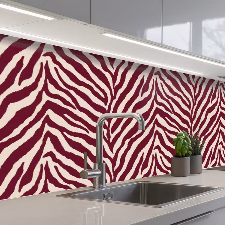 Kitchen splashback - Zebra - Motif - Bordeaux - Red — 2
