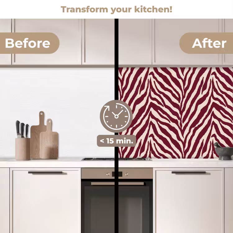 Kitchen splashback - Zebra - Motif - Bordeaux - Red — 3