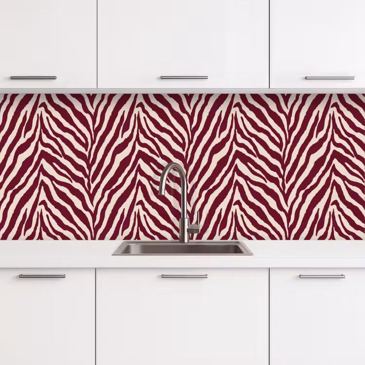 Kitchen splashback - Zebra - Motif - Bordeaux - Red — 4