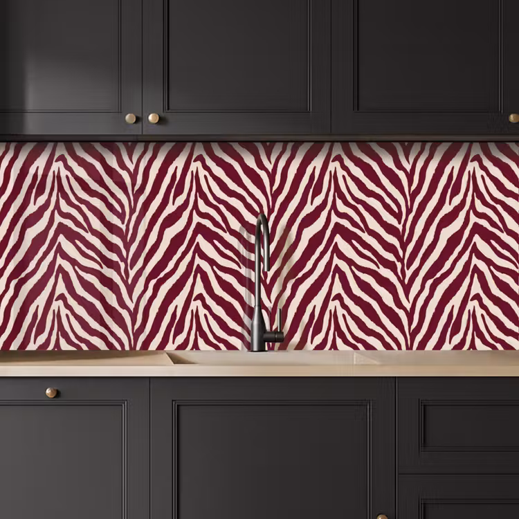 Kitchen splashback - Zebra - Motif - Bordeaux - Red — 6
