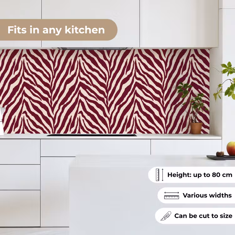 Kitchen splashback - Zebra - Motif - Bordeaux - Red — 7