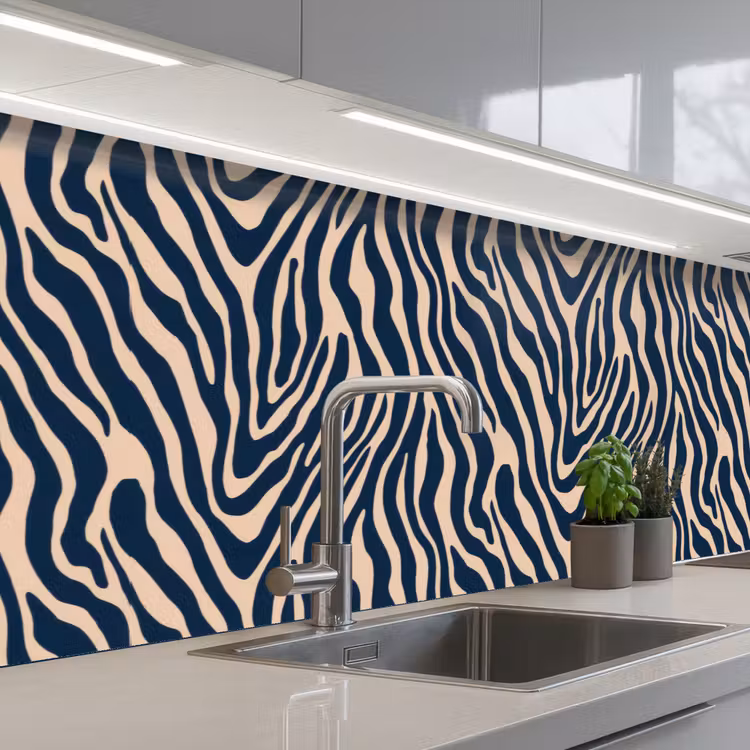 Kitchen splashback - Zebra - Pattern - Blue - Beige — 2