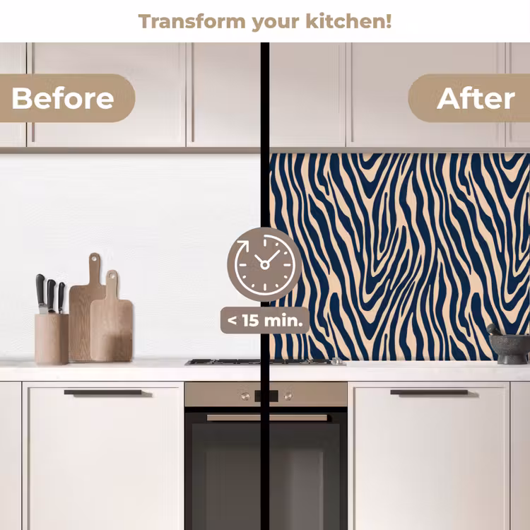 Kitchen splashback - Zebra - Pattern - Blue - Beige — 3