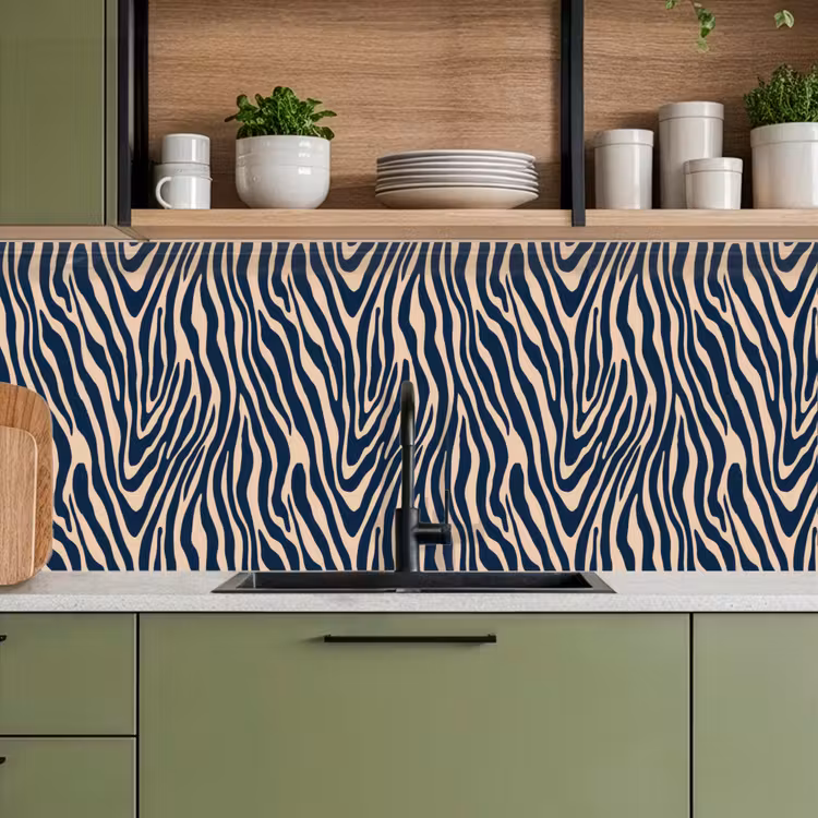 Kitchen splashback - Zebra - Pattern - Blue - Beige — 8