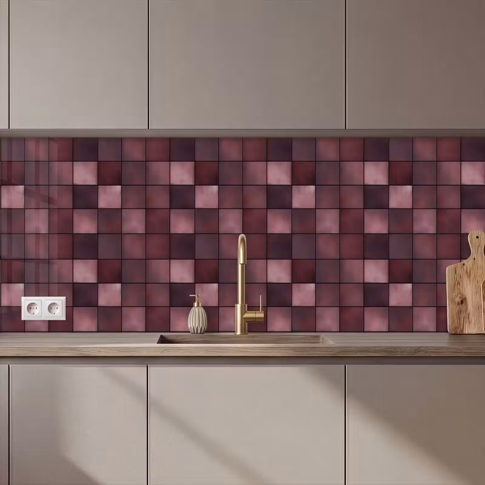 Kitchen splashback - Square - Tile - Pattern - Purple — 1