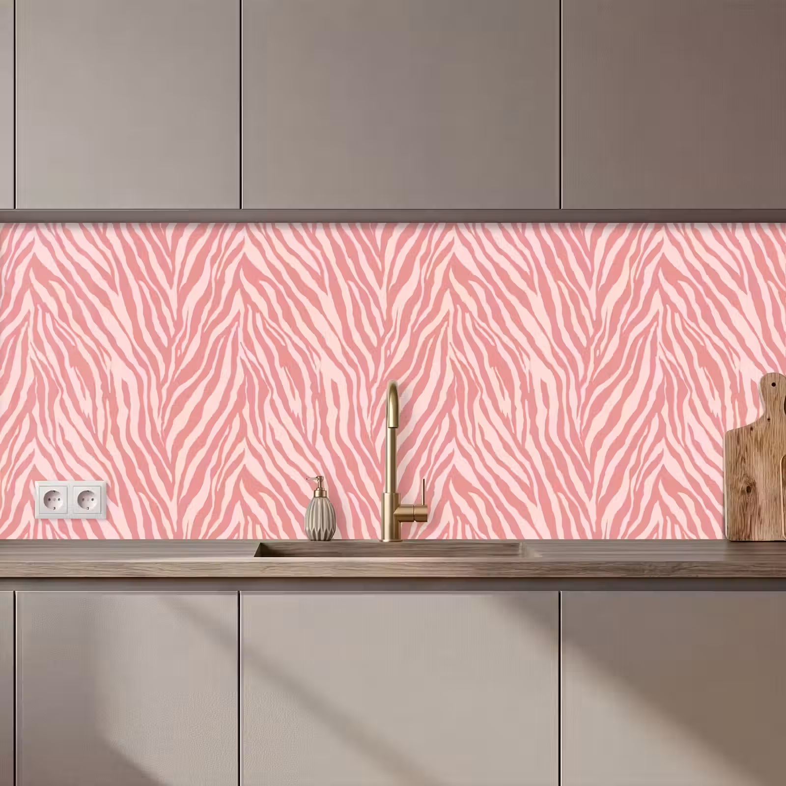 Kitchen splashback - Zebra - Print - Pink — 1