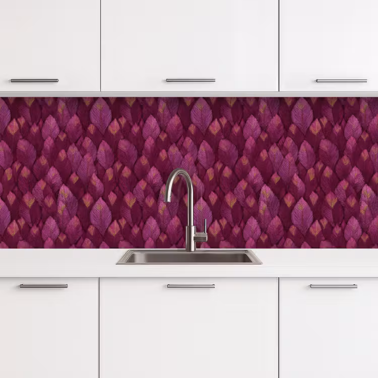 Kitchen splashback - Leaves - Pattern - Burgundy — 4
