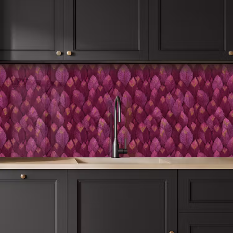 Kitchen splashback - Leaves - Pattern - Burgundy — 6