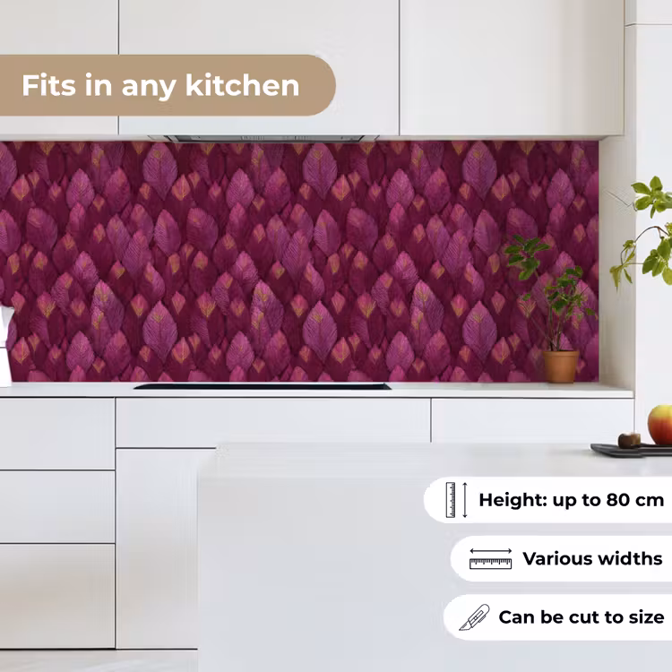 Kitchen splashback - Leaves - Pattern - Burgundy — 7