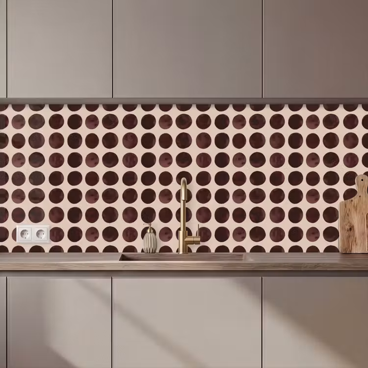 Kitchen splashback - Polka dots - Pattern - Brown — 1