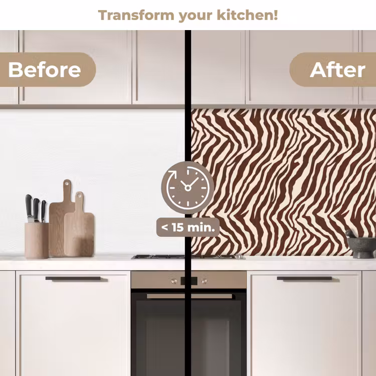 Kitchen splashback - Zebra - Pattern - Black - White — 3