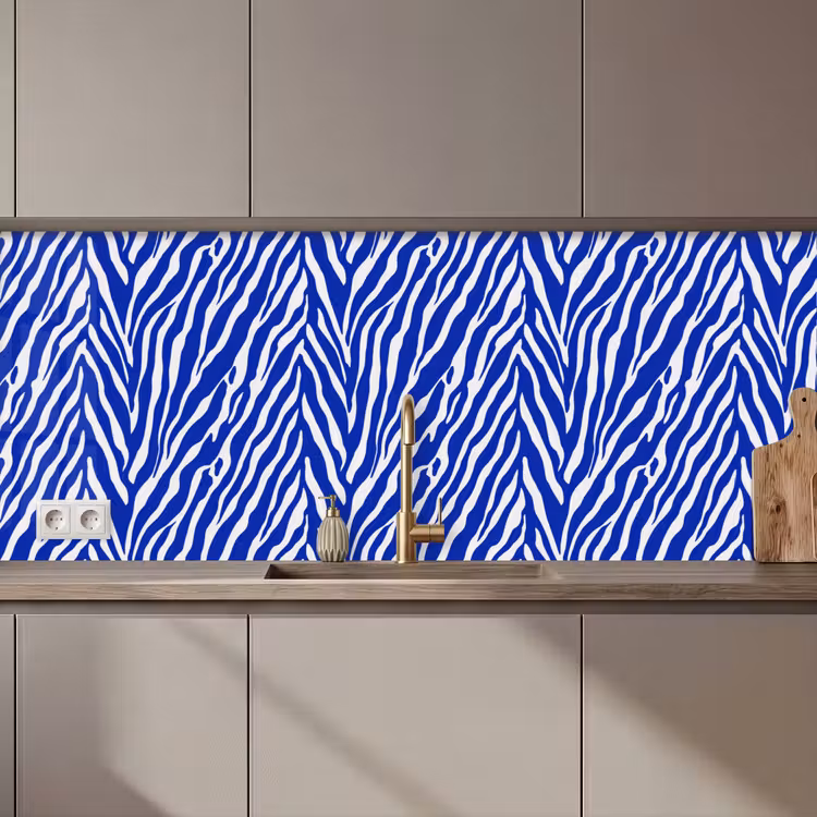 Kitchen splashback - Zebra - Pattern - Cobalt - Blue — 1