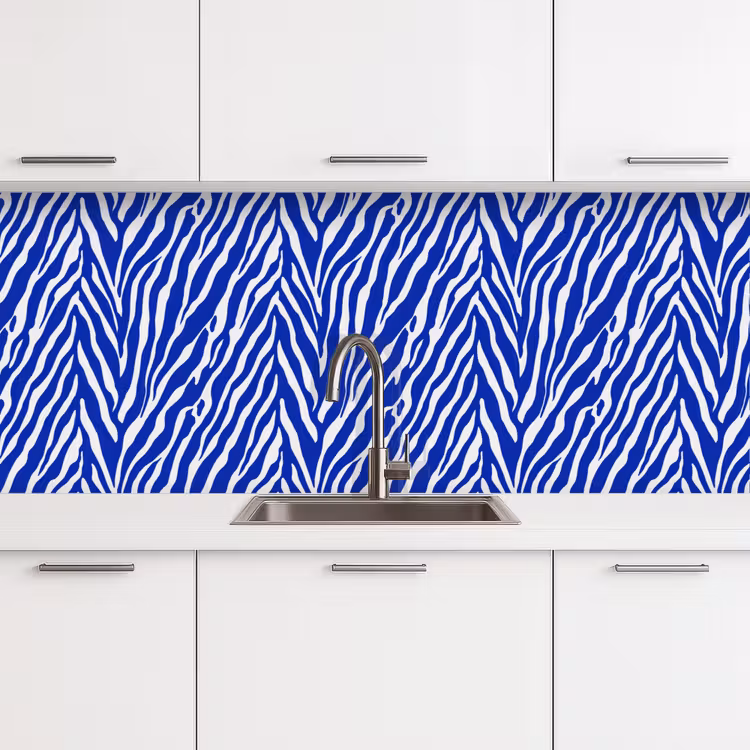 Kitchen splashback - Zebra - Pattern - Cobalt - Blue — 4