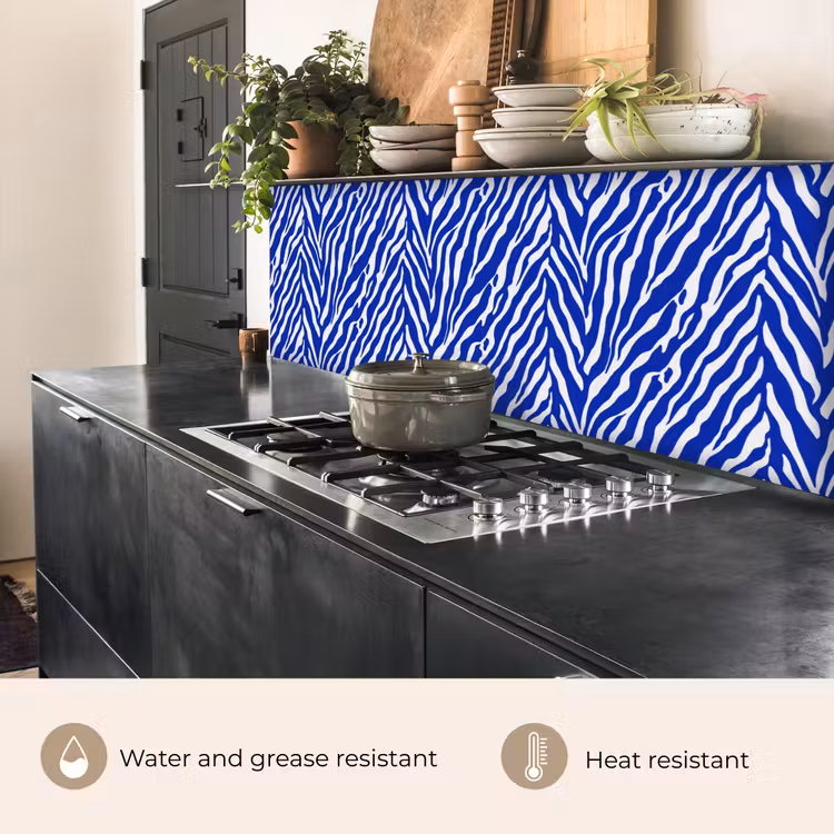Kitchen splashback - Zebra - Pattern - Cobalt - Blue — 5