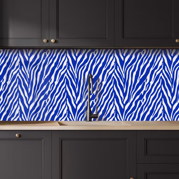 Kitchen splashback - Zebra - Pattern - Cobalt - Blue — 6