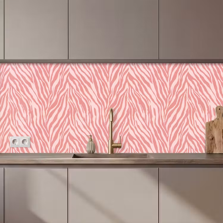 Kitchen splashback - Zebra - Print - Pink — 1
