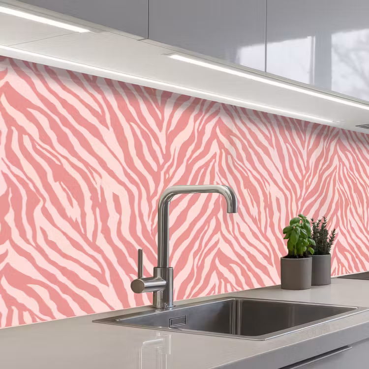 Kitchen splashback - Zebra - Print - Pink — 2