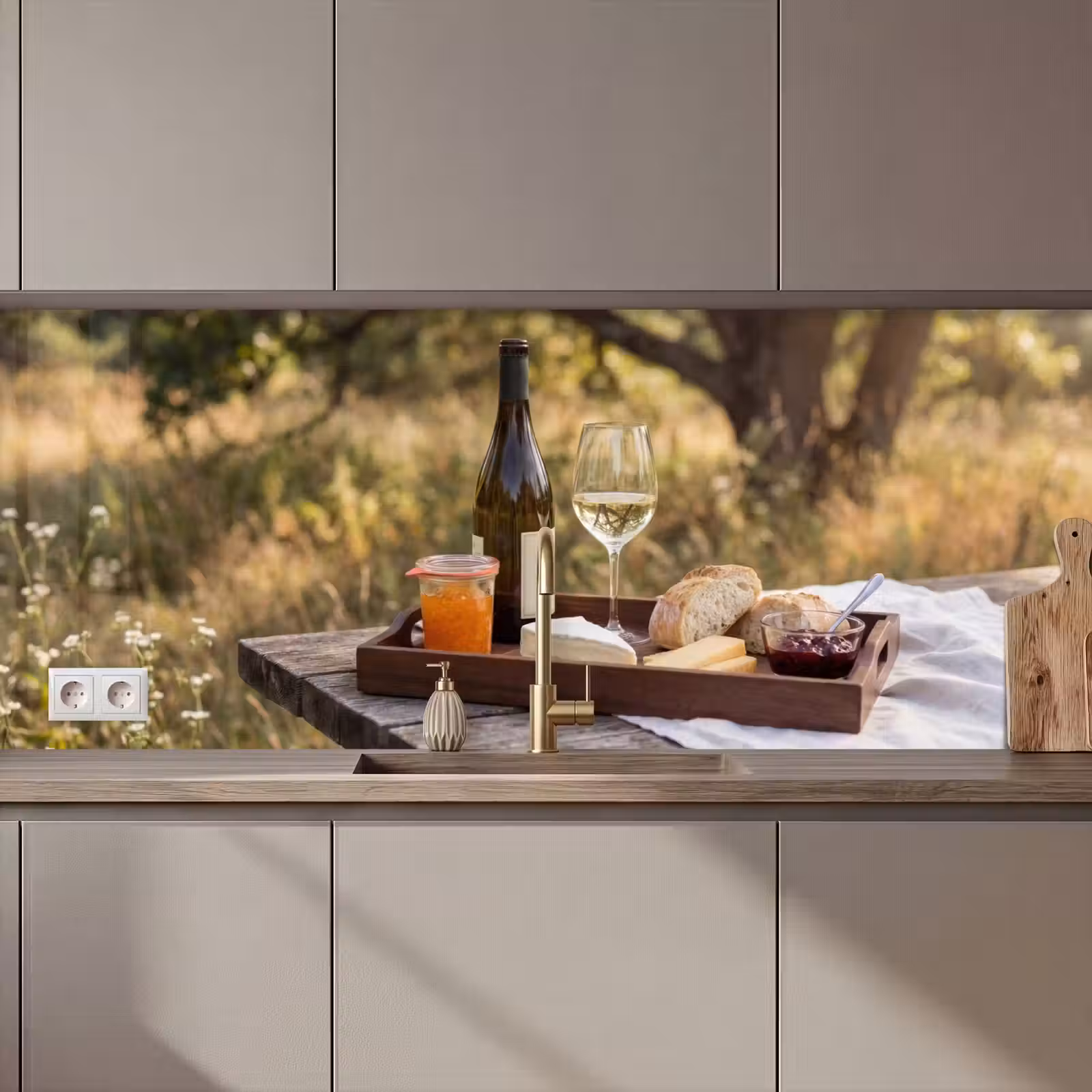 Kitchen splashback - Picnic - Wine - Cheese board — 1