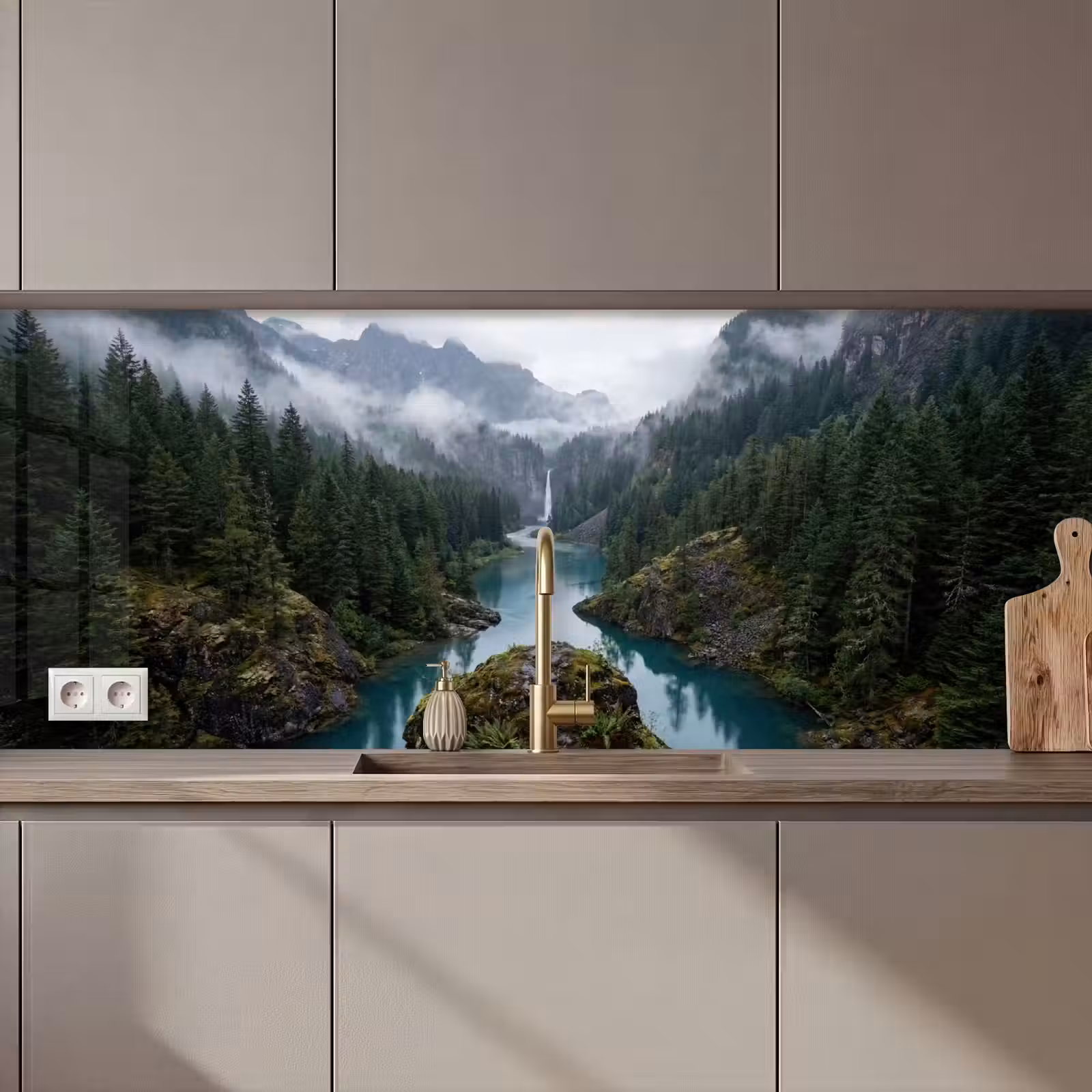 Kitchen splashback - Waterfall - Trees - Mountains — 1
