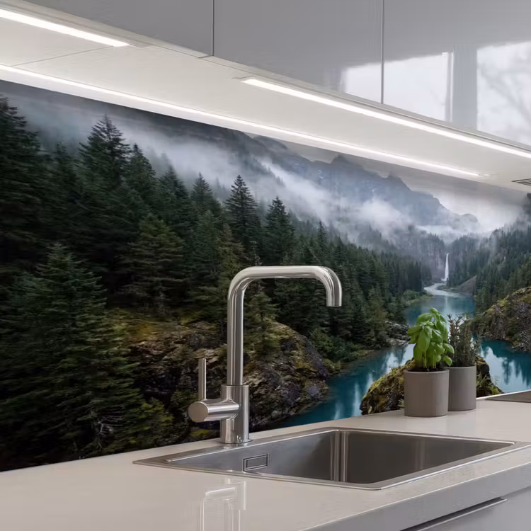 Kitchen splashback - Waterfall - Trees - Mountains — 2