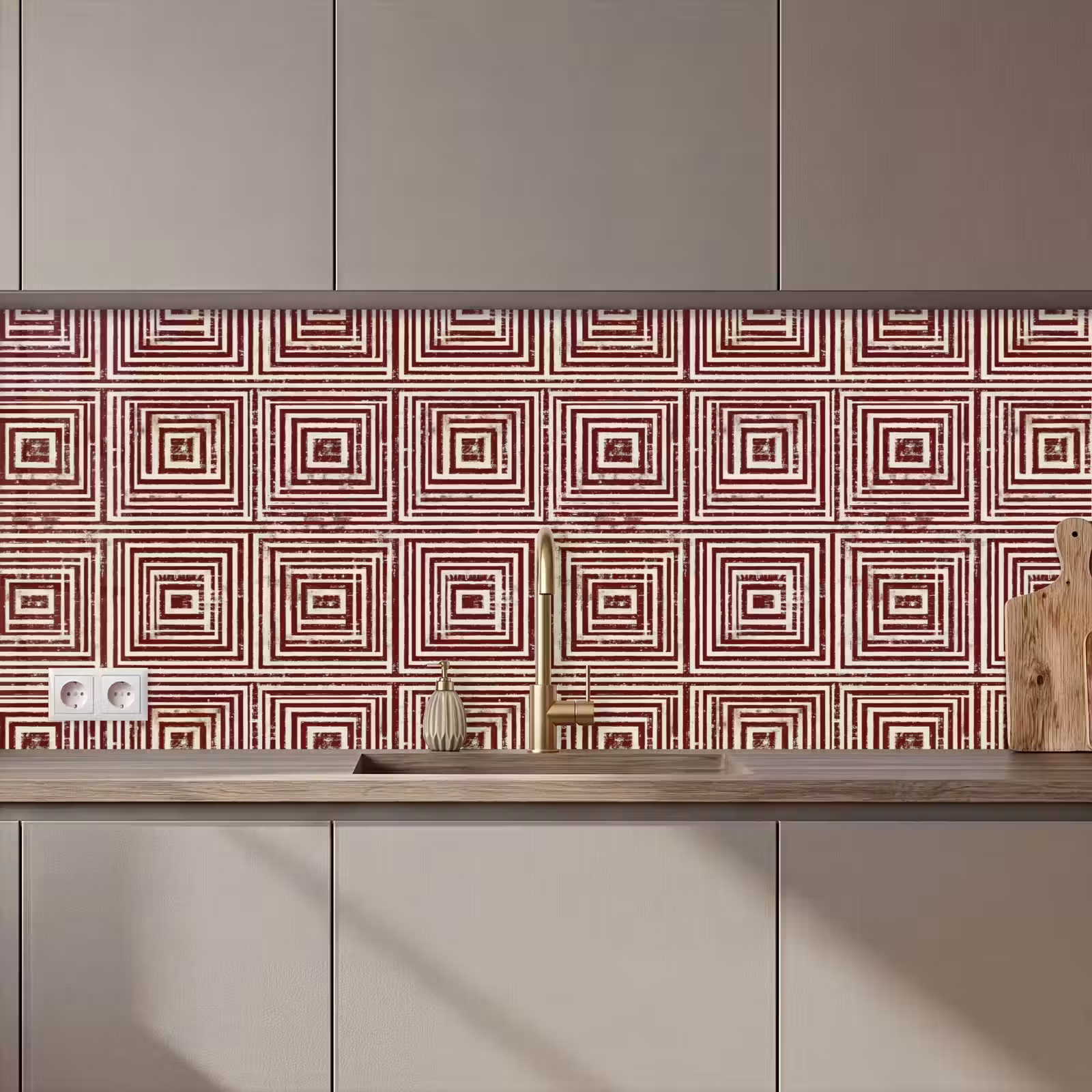 Kitchen splashback - Geometric - Pattern - Red — 1