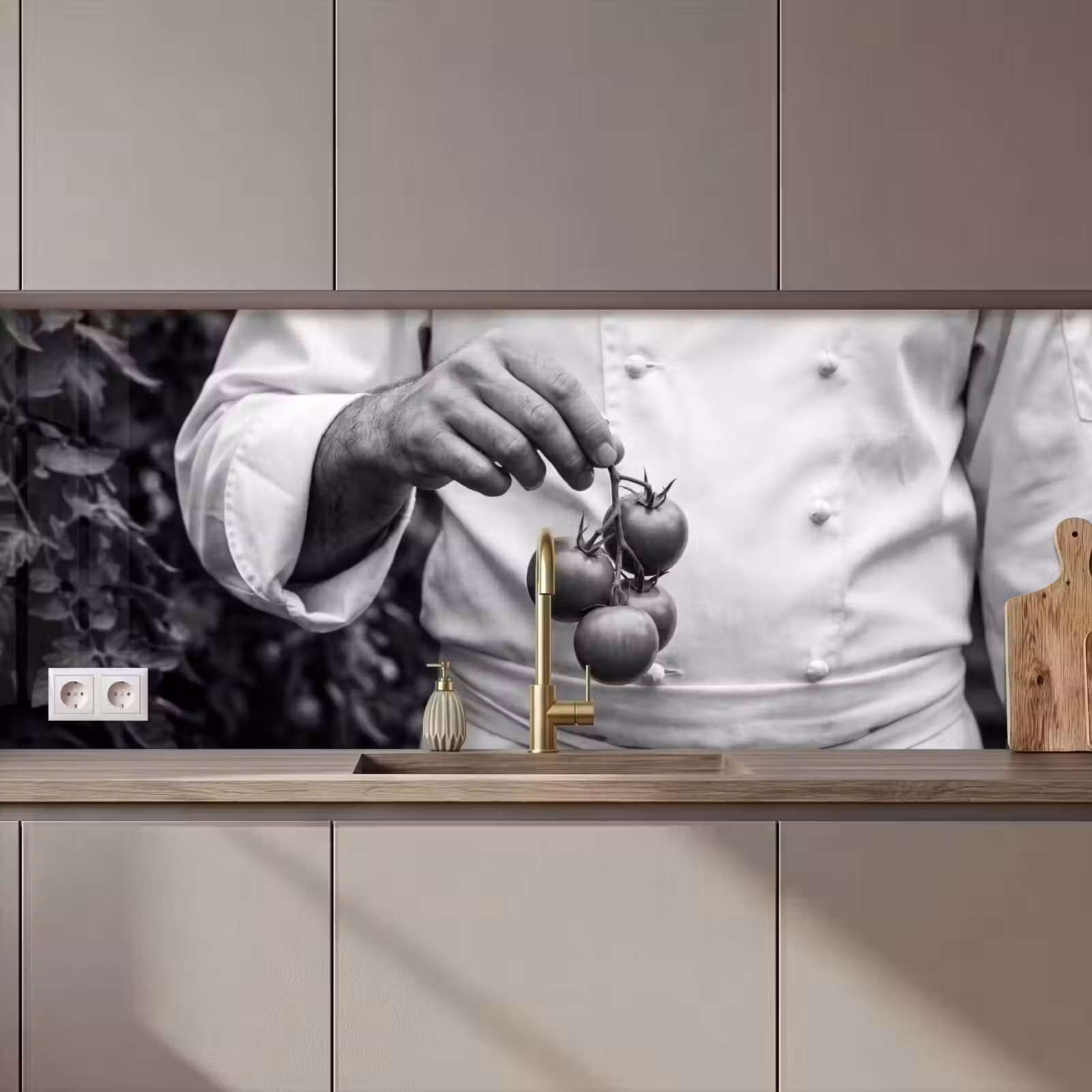 Kitchen splashback - Tomatoes - Chef - Black - White — 1
