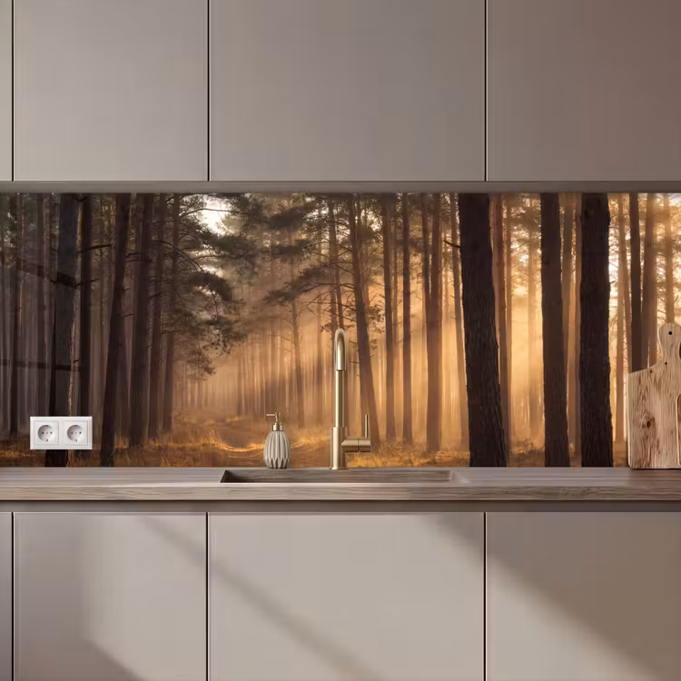 Kitchen splashback - Forest - Fog - Sunlight — 1