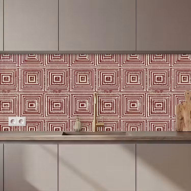Kitchen splashback - Geometric - Pattern - Red — 1