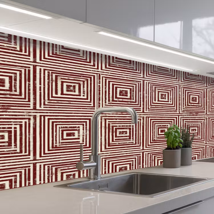 Kitchen splashback - Geometric - Pattern - Red — 2