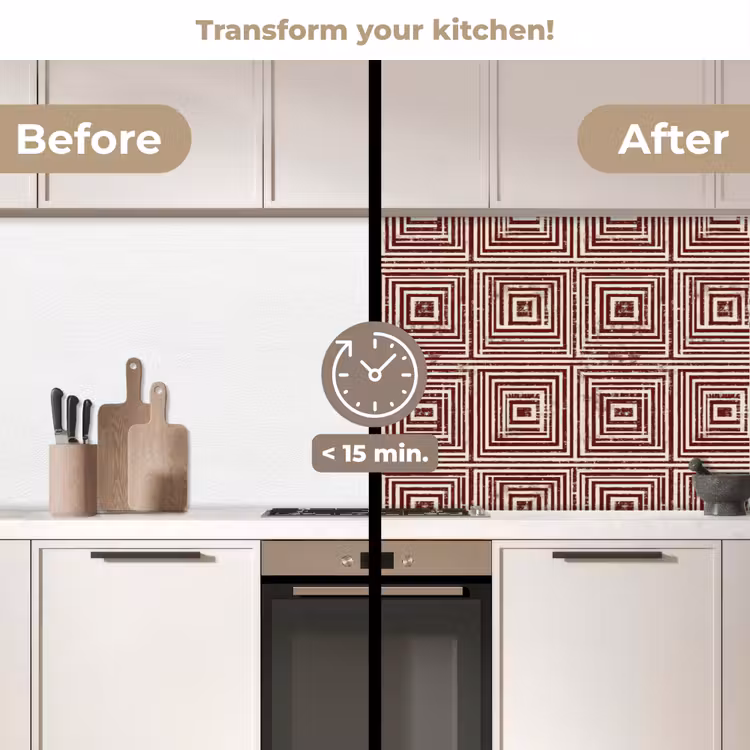 Kitchen splashback - Geometric - Pattern - Red — 3