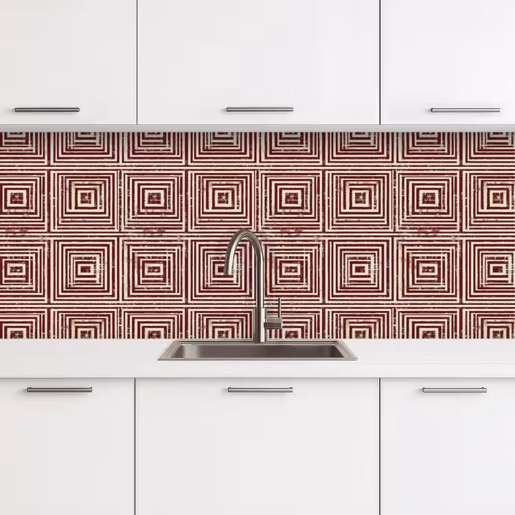 Kitchen splashback - Geometric - Pattern - Red — 4