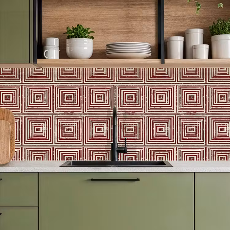 Kitchen splashback - Geometric - Pattern - Red — 8